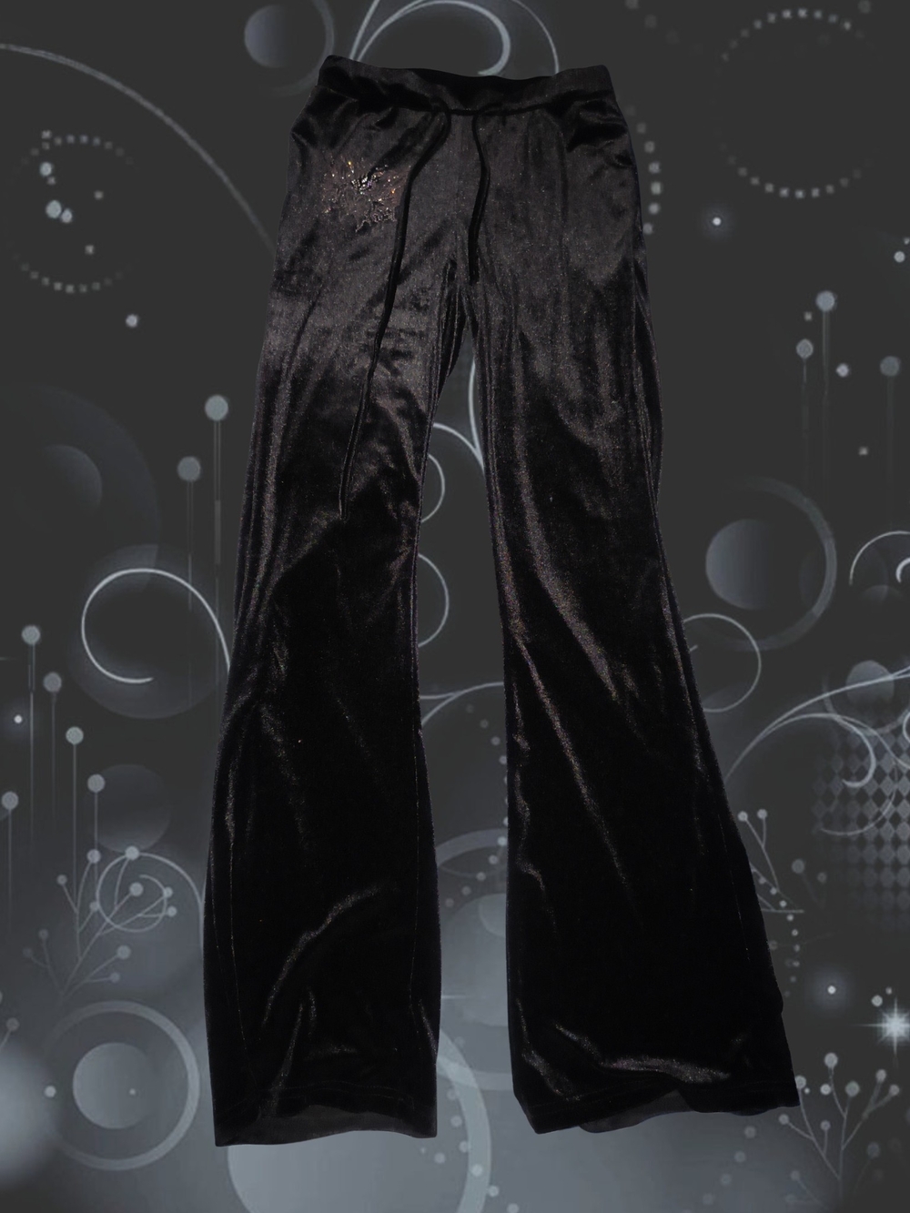 Emo Y2k black low rise velvet tracksuit pants